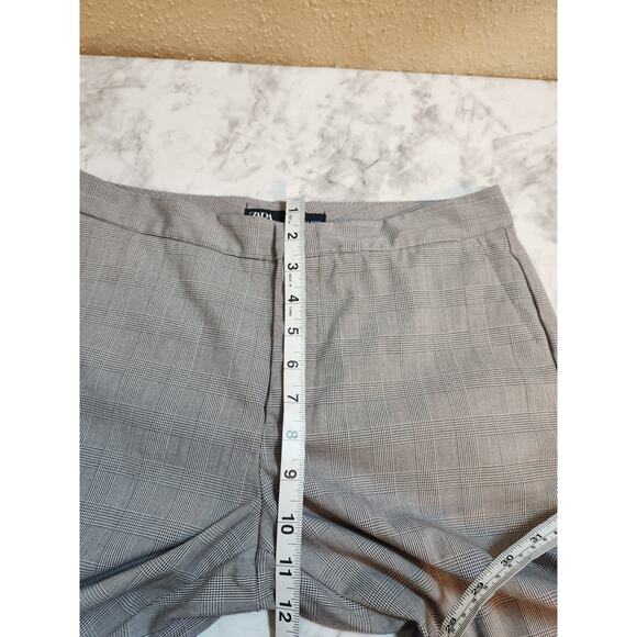 Zara Women's Gray Plaid Mid Rise Flat Front Straight Leg Dress Pants Size 4 - Picture 6 of 7